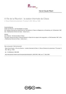 A l île de la Réunion : la station thermale de Cilaos - article ; n°280 ; vol.77, pg 79-86