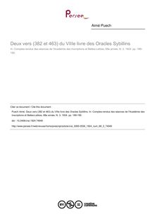 Deux vers (382 et 463) du VIIIe livre des Oracles Sybillins - article ; n°3 ; vol.68, pg 189-190