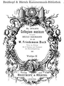 Partition violon 2 , partie, Trio en B dur, B♭ major, Bach, Wilhelm Friedemann