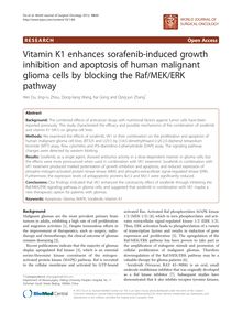 Vitamin K1 enhances sorafenib-induced growth inhibition and apoptosis of human malignant glioma cells by blocking the Raf/MEK/ERK pathway