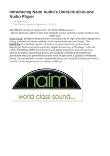 Introducing Naim Audio s UnitiLite all-in-one Audio Player
