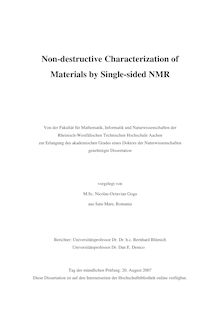 Non-destructive characterization of materials by single-sided NMR [Elektronische Ressource] / vorgelegt von Nicolae-Octavian Goga