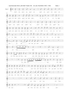 Partition ténor 1 , partie [G2 clef], Psalm No.100, Pachelbel, Johann