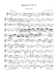 Partition violon II, corde quatuor No.3, Op.67, G Major, Lange Jr., Samuel de