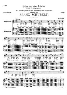 Partition complète, Stimme der Liebe, D.418, Voice of Love, Schubert, Franz