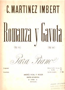 Partition complète, Romanza y Gavota, Martinez Imbert, Claudio