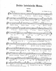 Partition ténor , partie, Lateinische Messe No.3, Pembaur, Josef