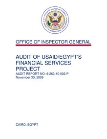 Audit of USAID Egypt’s Financial Services Project