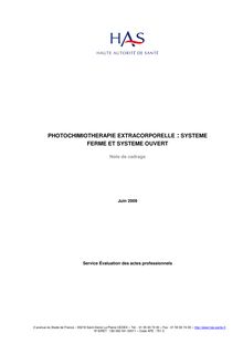 Photochimiothérapie extracorporelle - Photochimiothérapie extracorporelle - Note de cadrage