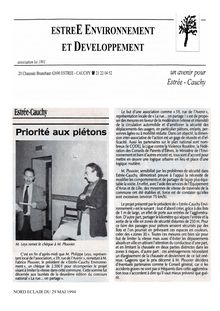 "PRIORITE AUX PIETONS A ESTREE CAUCHY" PAR LE JOURNAL NORD ECLAIR