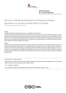 Structure verticale de production et intervention publique. Application au cas des produits laitiers en Europe - article ; n°1 ; vol.243, pg 40-46