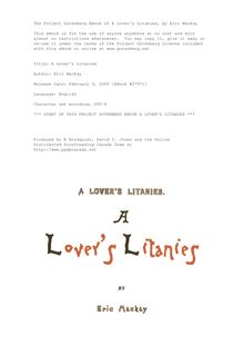 A Lover s Litanies