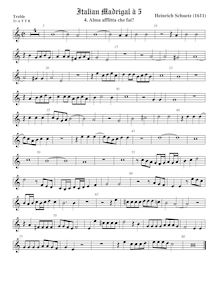 Partition viole de gambe aigue, italien madrigaux, Schütz, Heinrich