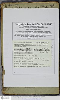 Partition complète et parties, Vergnügte Ruh beliebte Seelenlust, GWV 1147/11