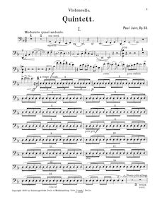 Partition violoncelle, Piano quintette No.1, Op.33, D minor, Juon, Paul