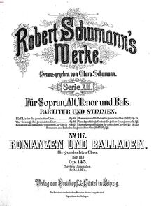 Partition complète, Romanzen und Balladen, Op.145, Schumann, Robert