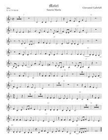 Partition ténor viole de gambe 1, aigu clef, Sancta Maria à 7, Gabrieli, Giovanni