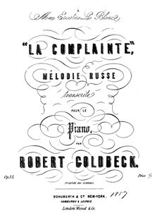 Partition complète, La Complainte, Melodie Russe, Goldbeck, Robert par Robert Goldbeck
