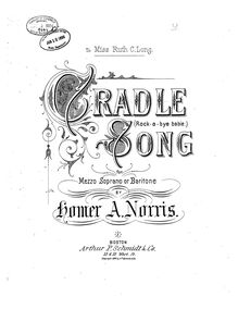 Partition complète, Cradle Song, Rockabye Babie, A♭ major, Norris, Homer Albert