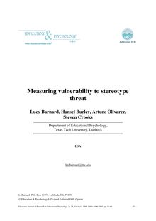 Measuring vulnerability to stereotype threat (Medición de la vulnerabilidad a la amenaza de estereotipo)