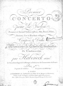 Partition violon Solo, violon Concerto No.1, Habeneck, François Antoine