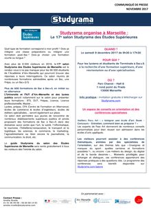 Studyrama organise le 17e salon des Études Supérieures à Marseille le 9 décembre 2017