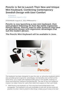 Penclic is Set to Launch Their New and Unique Mini Keyboard, Combining Contemporary Swedish Design with User Comfort