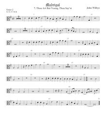 Partition ténor viole de gambe 2, alto clef, madrigaux - Set 1, Wilbye, John