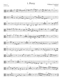 Partition ténor viole de gambe 1, alto clef, fantaisies pour 5 violes de gambe par William Cranford