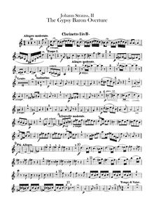 Partition clarinette 1, 2 (B♭), Der Zigeunerbaron, The Gypsy Baron