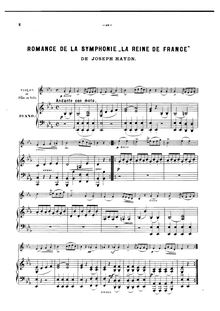 Partition de piano, Symphony No.85 en B♭ major, “La Reine” par Joseph Haydn