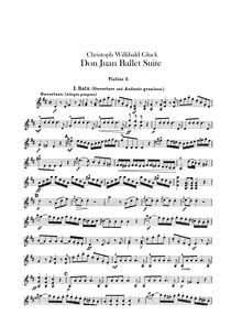 Partition violons I, Don Juan, ou Le festin de Pierre, Ballet, Gluck, Christoph Willibald