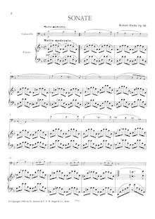 Partition de piano et partition de violoncelle, violoncelle Sonata No.1 par Robert Fuchs