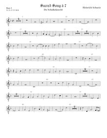 Partition viole de basse 1, octave aigu clef, Du Schalksknecht, Schütz, Heinrich