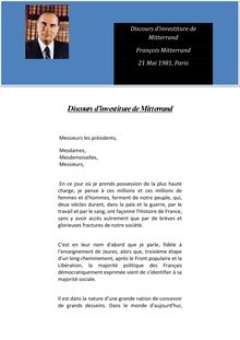 Discours d investiture de Mitterrand