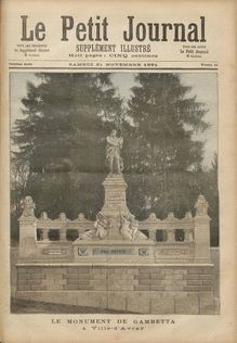 LE PETIT JOURNAL SUPPLEMENT ILLUSTRE  N° 52 du 21 novembre 1891