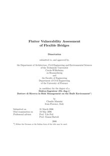 Flutter vulnerability assessment of flexible bridges [Elektronische Ressource] / by Claudio Mannini