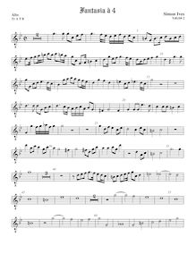 Partition ténor viole de gambe 1, octave aigu clef, fantaisies pour 4 violes de gambe