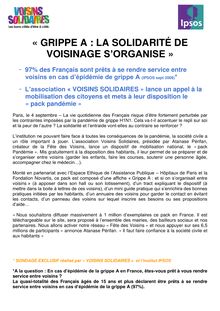 GRIPPE A : LA SOLIDARITÉ DE VOISINAGE S ORGANISE - Voisins solidaires