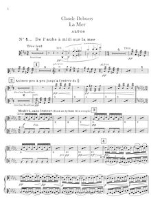 Partition altos, La Mer, trois esquisses symphoniques, The Sea, Debussy, Claude
