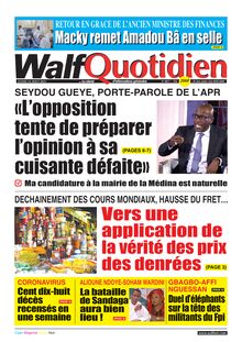 Walf Quotidien n°8817 - du Lundi 16 août 2021