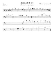Partition ténor viole de gambe, basse clef, Madrigaletti, Ferrabosco Jr., Alfonso