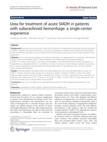 Urea for treatment of acute SIADH in patients with subarachnoid hemorrhage: a single-center experience