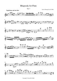 Score, Rhapsody pour flûte, Xu, Xavier Shuang