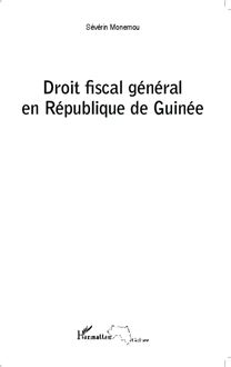 Droit fiscal général en République de Guinée
