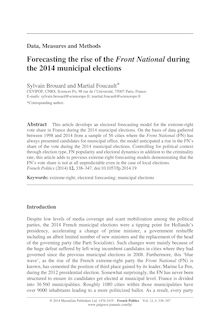 Data, Measures and Methods /Forecasting the rise of the Front National during the 2014 municipal elections