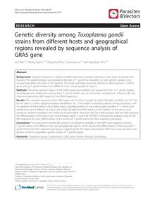 Genetic diversity among Toxoplasma gondii strains from different hosts and geographical regions revealed by sequence analysis of GRA5 gene