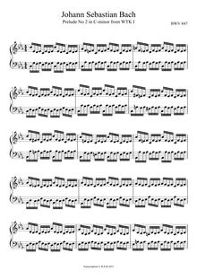 Partition Prelude No.2 en C minor, BWV 847, Das wohltemperierte Klavier I