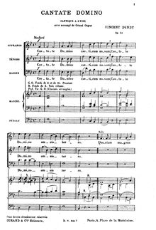 Partition complète, Cantate Domino, Op. 22, Indy, Vincent d 