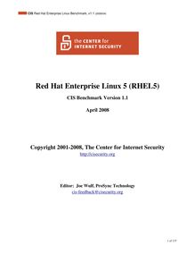 CIS Red Hat Enterprise Linux 5 Benchmark